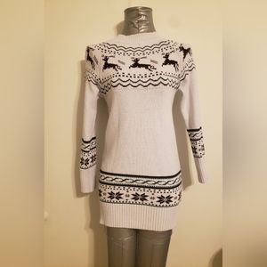 Reindeer knit sweater dress